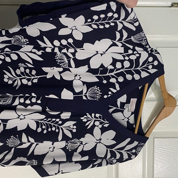 Stan Herman Navy and White Floral Kaftan with Side Pockets Size 1XL - Picture 5 of 6